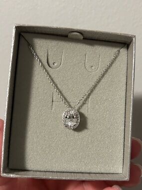 Peoples sterling silver oval pendant necklace